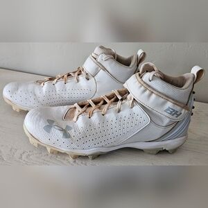 Under Armour Mens Harper 5 Mid RM White Baseball Cleats Size 12